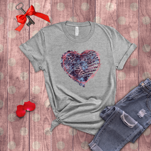 Valentine Shirts/ Distressed Purple Animal Print Gothic Heart With Rose Pink Barbed Wire Frame T shirts