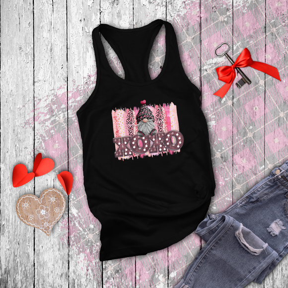 Valentine Tanks/ Cute Love Gnome With Polkadot Hat On XOXO Marquee Letter Lights Tank Tops