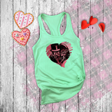 Valentine Tanks/ Gothic Grunge Kissing Sugar Skull Couple With Rose Pink Heart Tank Tops