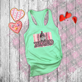 Valentine Tanks/ Cute Love Gnome With Polkadot Hat On XOXO Marquee Letter Lights Tank Tops