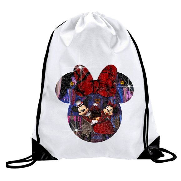 Minnie Mouse Halloween Glitter Backpack/ Disney Minnie Mouse Glitter Drawstring Bag/ Halloween Mickey Vampire Costume Minnie Bow Park Bag