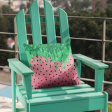 Watermelon Throw Pillow/ Watercolor Summer Glam Glitter Green Drips Summer Décor