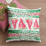 Watermelon Throw Pillow/ Watercolor Watermelon Slices Paint Brush Strokes Summer Décor