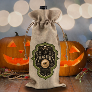 Halloween Wine Gift Bag/ Gothic Eye Of Newt Witch Potion Ingredients Vintage Label Burlap Wine Tote