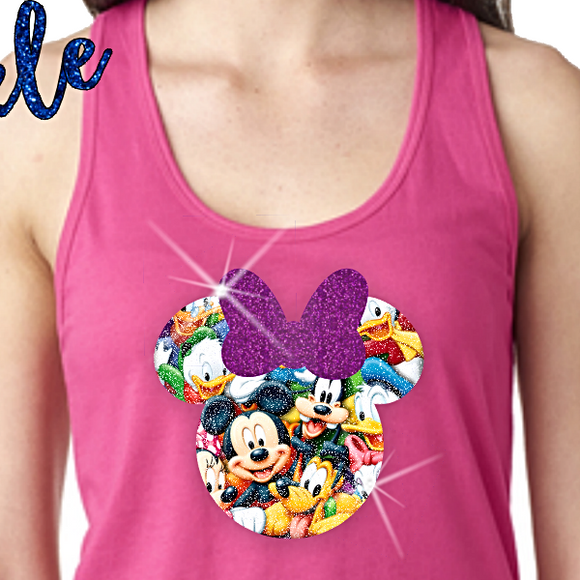 Minnie Mouse Glitter Tank/ Disney Glitter Minnie Mouse Bow Women's Tan –  Jin Jin Junction