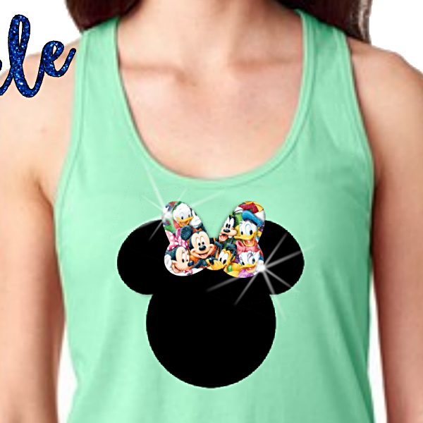 Minnie Mouse Glitter Tank/ Disney Glitter Minnie Mouse Bow Women's