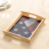 American Flag Rustic Wood Serving Tray Gift/ Patriotic 4th Of July Independence Day Coffee Table/ Cookie Tray