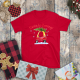 Christmas Children Shirts/ Santa Is Coming Red and Yellow Toy Car With Christmas Tree Holiday Kids T-Shirts