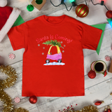 Christmas Children Toddler Shirts/ Santa Is Coming Pink and Yellow Toy Car With Christmas Tree Holiday Toddler T-Shirts