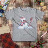 Christmas Children Toddler Shirts/ Watercolor Snowman And Bird With Blue Snowflakes Holiday Toddler T-Shirts