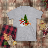 Christmas Children Shirts/ Watercolor Snowman With Reindeer And Tree Winter Holiday Kids T-Shirts