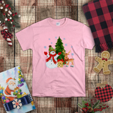 Christmas Children Toddler Shirts/ Watercolor Snowman With Reindeer And Tree Winter Holiday Toddler T-Shirts
