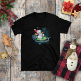 Christmas Children Shirts/ Watercolor Snowman On Sled Winter Snow Holiday Kids T-Shirts