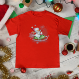 Christmas Children Toddler Shirts/ Watercolor Snowman On Sled Winter Snow Holiday Toddler T-Shirts
