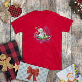 Christmas Children Shirts/ Watercolor Snowman On Sled Winter Snow Holiday Kids T-Shirts
