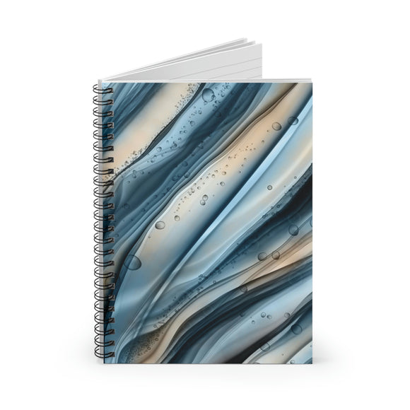 Marble Journal/ Blue And Peach Agate Edges Abstract Bubbles Notebook/ Diary Gift