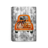 Halloween Journal/ Harvest Orange Pickup Truck With Pumpkins, Cute Ghost And Witch Notebook/ Diary Gift