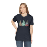 Christmas Shirts/ Watercolor 3 Pine Trees Stripe, Holly Leaves, Snowflakes T shirts
