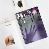 Halloween Journal/ Creepy Purple And Gray Shadow Alien Ghost Hand With Glitter Imaged Black Drips Notebook/ Diary Gift