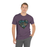 Valentine Shirts/ Gothic Grunge Teal Blue Animal Leopard, Giraffe Print Heart With Barbed Wire T shirts
