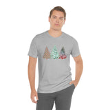 Christmas Shirts/ Watercolor 3 Pine Trees Stripe, Holly Leaves, Snowflakes T shirts