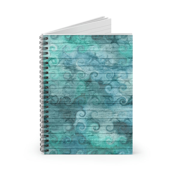 Nautical Journal/ Ocean Waves Sea Life Illustration Coastal Tropical Summer Notebook/ Diary Gift