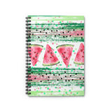 Watermelon Journal/ Pink Green Brushstrokes And Polkadots Watermelon Slices With Seeds Summer Notebook/ Diary Gift