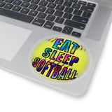 Softball Stickers/ Eat Sleep Softball Neon Tie Dye Laptop Decal, Planner, Journal Vinyl Stickers
