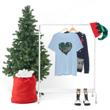 Valentine Shirts/ Gothic Grunge Teal Blue Animal Leopard, Giraffe Print Heart With Barbed Wire T shirts