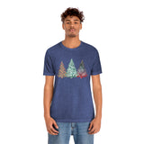 Christmas Shirts/ Watercolor 3 Pine Trees Stripe, Holly Leaves, Snowflakes T shirts