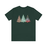 Christmas Shirts/ Watercolor 3 Pine Trees Stripe, Holly Leaves, Snowflakes T shirts