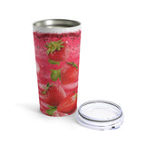 Strawberry Stainless Steel 20oz Tumbler/ Iced Summer Red Fruit Drink Travel Mug Gift