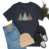 Christmas Shirts/ Watercolor 3 Pine Trees Stripe, Holly Leaves, Snowflakes T shirts