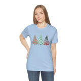 Christmas Shirts/ Watercolor 3 Pine Trees Stripe, Holly Leaves, Snowflakes T shirts