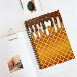 Ice Cream Journal/ Ice Cream Drip Waffle Cone Chocolate And Vanilla With Sprinkles Summer Notebook/ Diary Gift