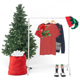 Christmas Shirts/ Red Cardinal With Pine Tree Branches, Holly And Poinsettia Winter Holiday T shirts