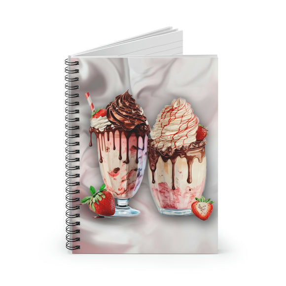 Strawberry Treats Journal/ Ice Cream Milkshakes Strawberries And Chocolate Summer Notebook/ Diary Gift