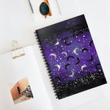 Halloween Journal/ Purple Glam Silver And Black Moons Notebook/ Diary Gift