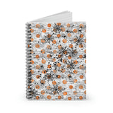 Halloween Journal/ Spiders And Webs On Grunge Orange Polkadots Notebook/ Diary Gift
