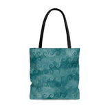 Nautical Tote Bag/ Blue Curled Ocean Waves Digital Watercolor Illustration Coastal Tropical Large Beach Bag