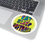 Softball Stickers/ Eat Sleep Softball Neon Tie Dye Laptop Decal, Planner, Journal Vinyl Stickers