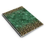 Leopard Journal/ Animal Print Pattern Gold Emerald Green Filigree Flourish Notebook/ Diary Gift