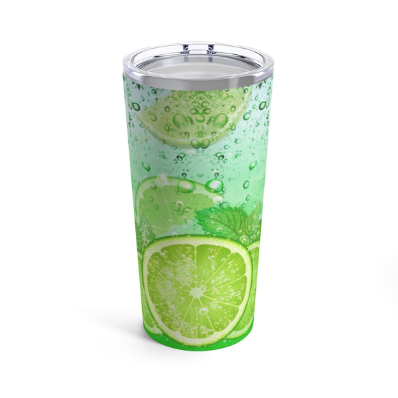 Lime Stainless Steel 20oz Tumbler/ Iced Summer Lime Slices Fruit Drink Travel Mug Gift