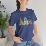 Christmas Shirts/ Watercolor 3 Pine Trees Stripe, Holly Leaves, Snowflakes T shirts
