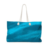 Nautical Tote Rope Handle Bag/ Navy Aqua Ocean Waves Coastal Tropical Large Weekender Beach Bag