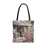 Floral Tote/ Watercolor Cottage Pink Flower Shop Large Bag