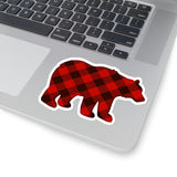 Christmas Stickers/ Red Buffalo Plaid Country Winter Bear Laptop Decal, Planner, Journal Vinyl Stickers