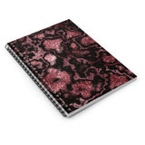 Marbled Journal/ Rose Red And Black Abstract Marbled Print Notebook/ Diary Gift