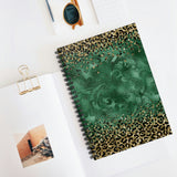 Leopard Journal/ Animal Print Pattern Gold Emerald Green Filigree Flourish Notebook/ Diary Gift