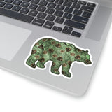 Christmas Stickers/ Green Winter Bear With Pinecones Laptop Decal, Planner, Journal Vinyl Stickers